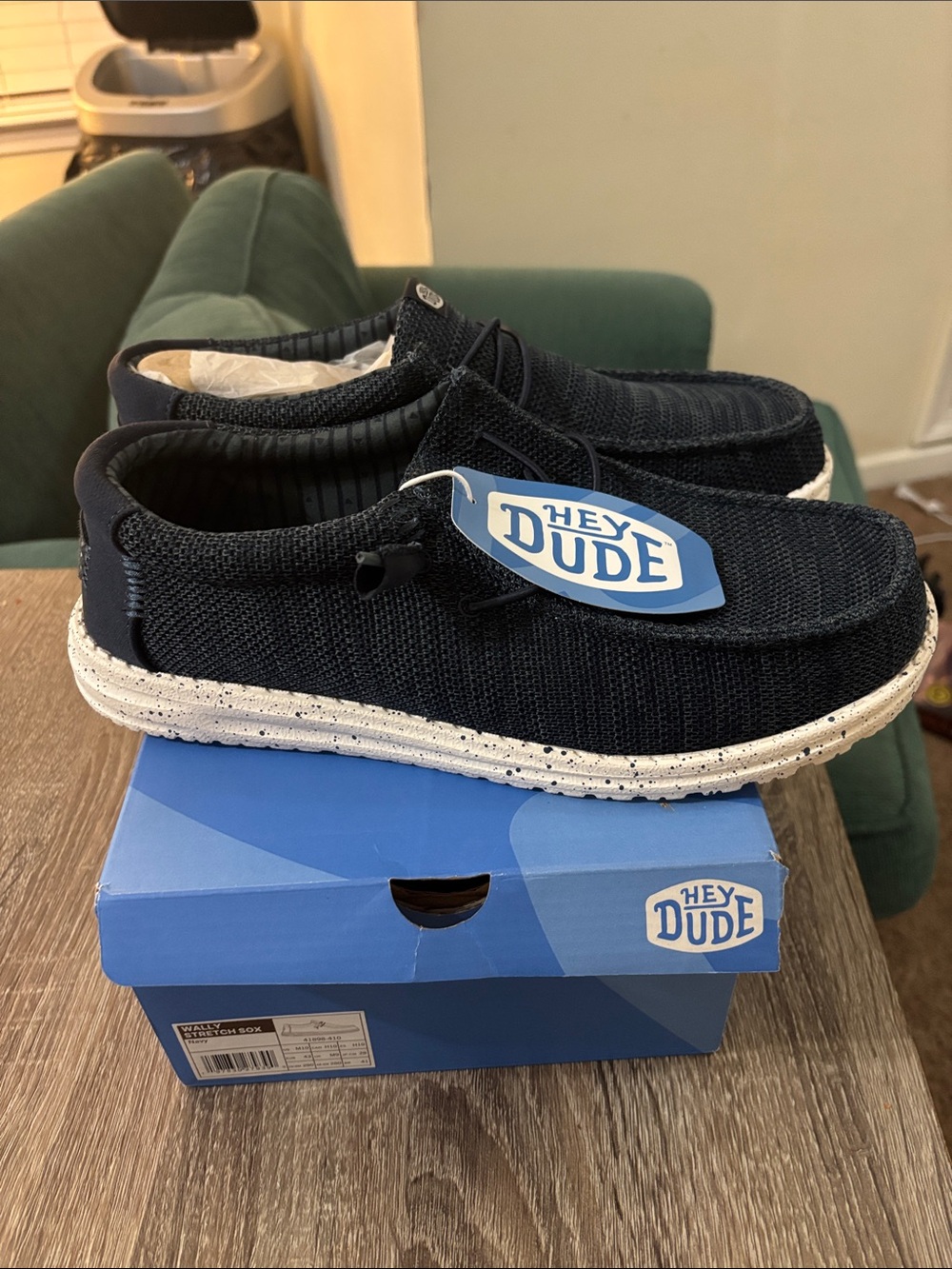 Hey Dude Men’s Wally Stretch Sox Navy size 10